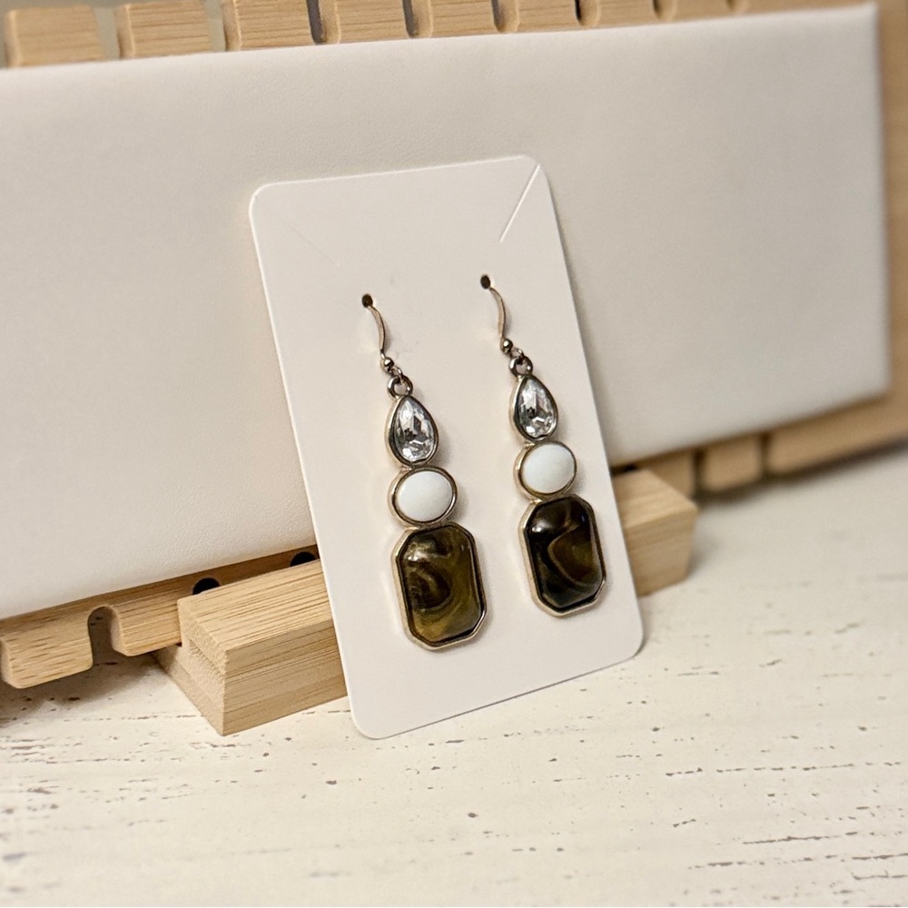 Halston Stacked Stone Drop Earrings 🏷️ - Picture 2 of 4